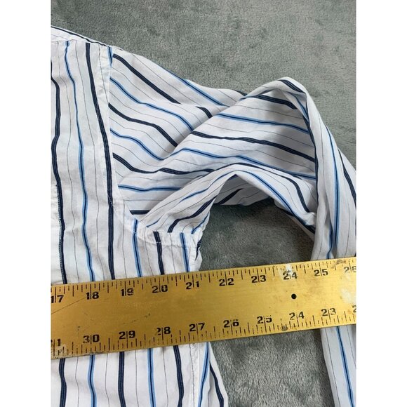 American Eagle Shirt Mens Medium White Blue Stripe Button Front Vintage Casual - Picture 5 of 12
